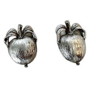 Sarah Coventry Adam's Delight Silver toned apple earrings